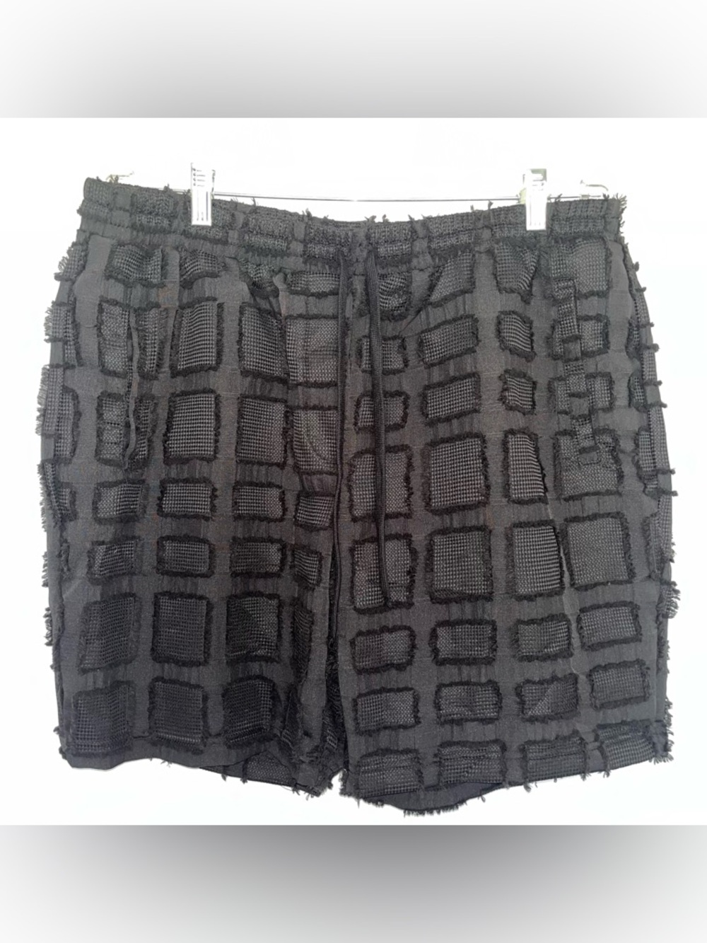 Reason Black Textured Drawstring Shorts